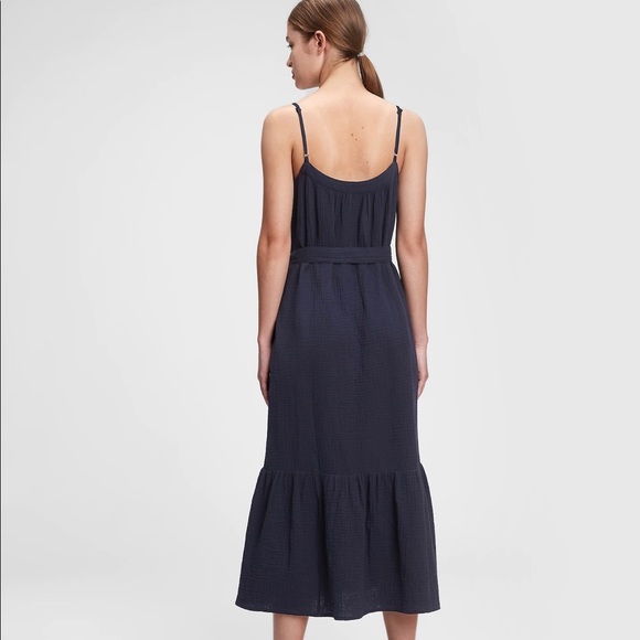 Gauze Cami Midi Dress Navy Blue - Picture 2 of 6